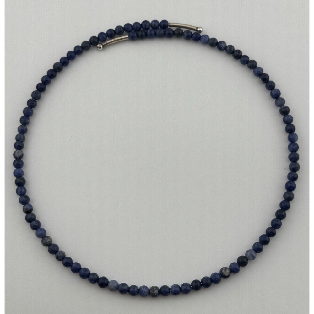 Barse Choker Necklace Blue‎ Sodalite Sterling Silver Flexible Wire Beaded READ